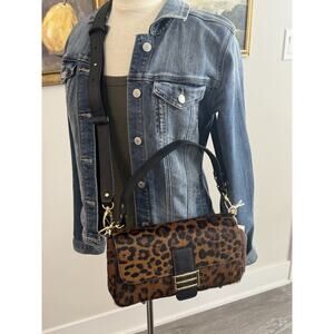 NWT Divina Firenze Leopard Print Leather Calf Hair Crossbody Bag Purse